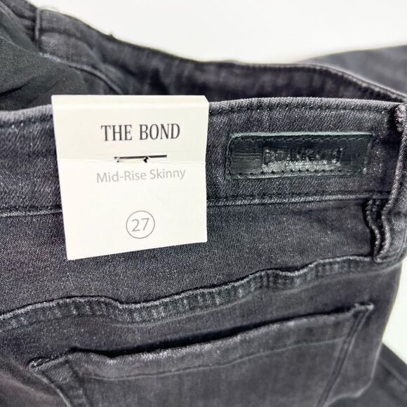 Blank NYC The Bond Skinny Jeans Womens 27 Black Wash Mid Rise Raw Hem Cuffs New - Picture 8 of 11